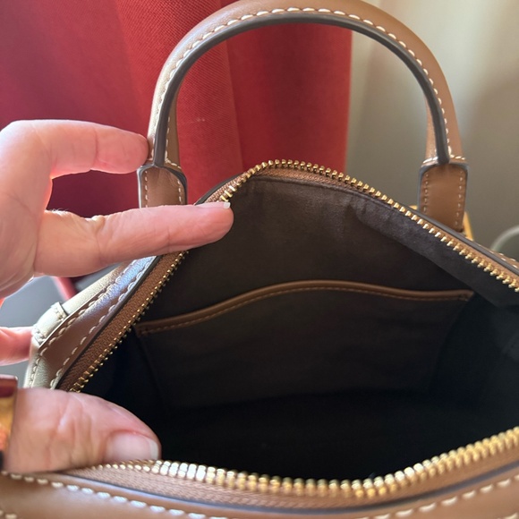 Tory Burch Brown Leather Barrel Tote - Picture 8 of 13